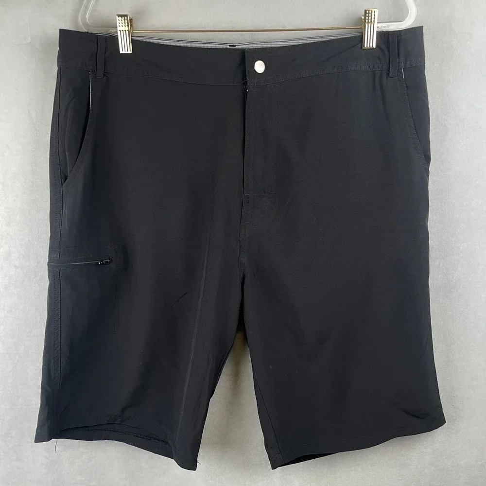 Abbot + Main Mens Performance Cargo Shorts Black Size 38 Zip Pockets Hiking Golf